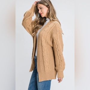 Geegee Cableknit tan caramel chunky cardigan